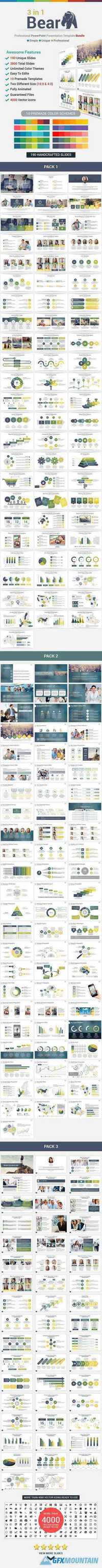 Graphicriver 3 in 1 Bear PowerPoint Template Bundle 13028387