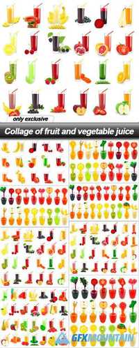 Collage of fruit and vegetable juice - 8 UHQ JPEG