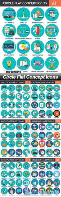 Circle Flat Concept Icons - 7 EPS