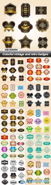Colorful vintage and retro badges - 10 EPS