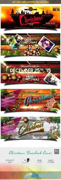 GraphicRiver - 5in1 Christmas Facebook Cover 13312068