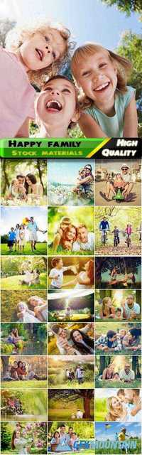 Rest and vacation on park and forest nature of happy family, kids, children, picnic Stock images