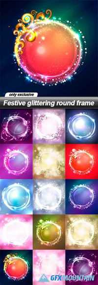 Festive glittering round frame - 14 EPS