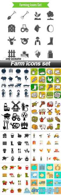 Farm icons set - 9 EPS