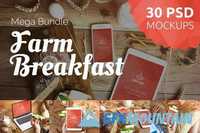 30 PSD Farm Breakfast Mockups - 361640