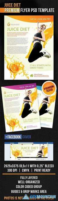 Juice Diet Flyer PSD Template + Facebook Cover