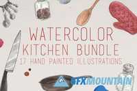 Watercolor Kitchen Illustrations 407854