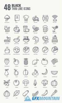 Thin Line Icons for Food & Drink
