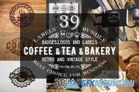 39 Coffee,Tea and Bakery logo bundle 367731