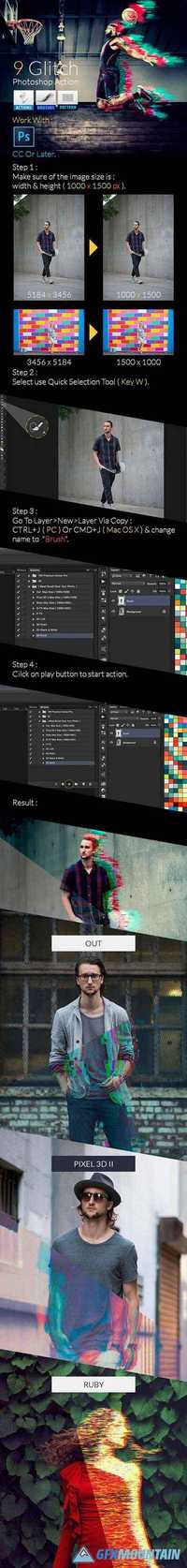 GraphicRiver - 9 Glitch Photoshop Action 13471799