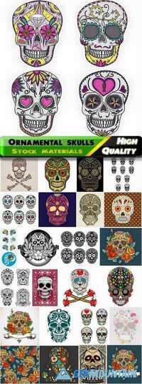 T-shirt prints with ornamental skulls for fashion design 2 - 25 Eps