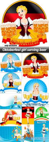 Oktoberfest girl serving beer - 11 EPS