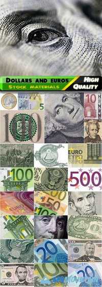 Macro paper money of dollars and euros - 25 HQ Jpg