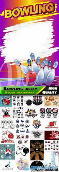 Balls with skittles and emblems for bowling alley - 25 Eps