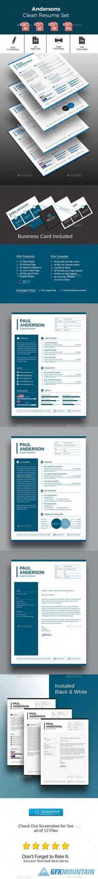 GraphicRiver - Andersons Clean Resume Set 13307738