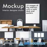 Mockup studio interior with posters 422233