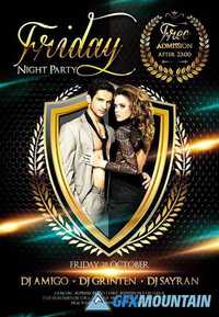 Friday Night Party Flyer PSD Template + Facebook Cover