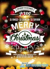 Merry Christmas Party – Flyer PSD Template + Facebook Cover