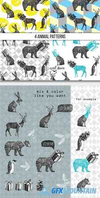 Christmas hand drawn animal set 439491