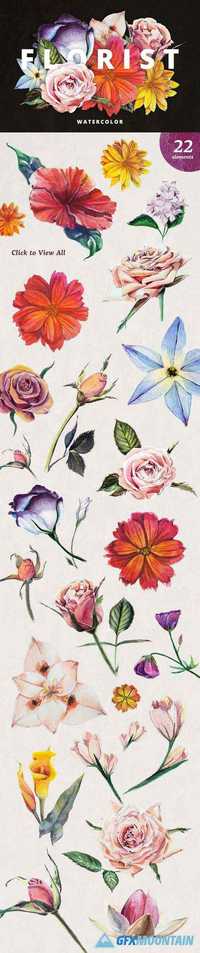 Florist: Watercolor Flowers Set 462504