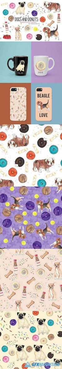 Watercolor Clip Art - Dogs n Donuts 415922