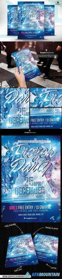 Frozen Party Flyer PSD 475955