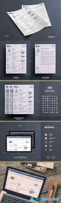 Clean B&W Resume - Indd + Docx 476244