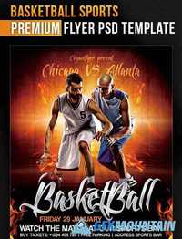 BasketBall Sports Flyer PSD Template + Facebook Cover 