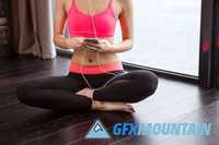 Fitness woman meditating in gym