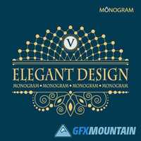 Monogram logo and calligraphic ornament elements