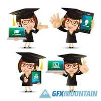 Cartoon people profession engineer and e-learning concept