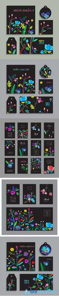 Black Cards with Flowers
