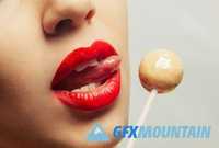 Woman sucking lollipop