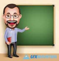 Profession businessman and professor teacher characters 3D