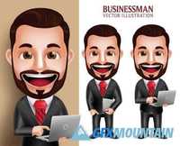 Profession businessman and professor teacher characters 3D