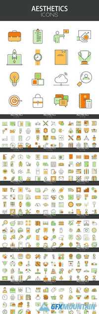 Thin line flat design of icons 