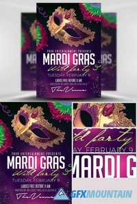 Mardi Gras Party Flyer Template 2