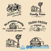 Logos labels stamps badges for organic food