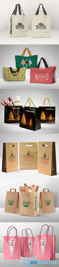 Various Shopping Bags Mockup 499785