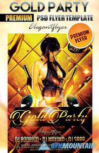Gold Party Flyer PSD Template + Facebook Cover