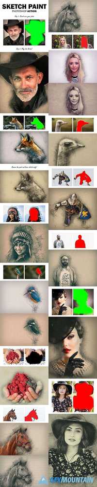 GraphicRiver - Sketch Paint Photoshop Action 14175528