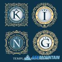 Monogram logo emblem calligraphic ornament elements