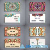 Business cards vintage decorative ornamental floral