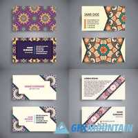 Business cards vintage decorative ornamental floral