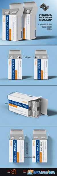 Graphicriver - Tablets Capsule Blister Pack Box Mockup 14550655
