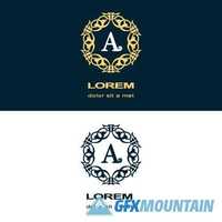 Monogram logo and calligraphic ornament elements2