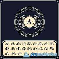 Monogram logo and calligraphic ornament elements2