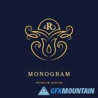 Monogram logo and calligraphic ornament elements2