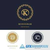 Monogram logo and calligraphic ornament elements2