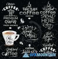 Calligraphic Logo Coffee Labels Organic Italian Food